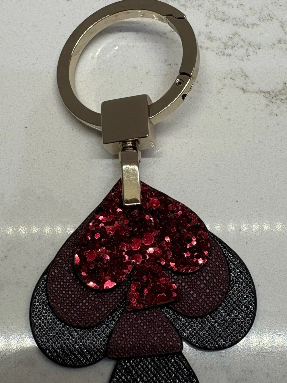 kate spade Red Glitter & Black Spade Keychain Charm